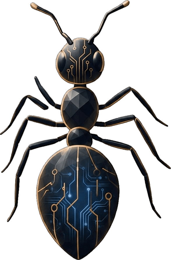 The Ant Intelligence mark: an ant with circuitry traced across its body.