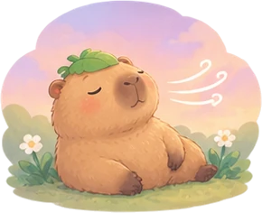 Illustration of Cappy exhaling slowly for the Calm 4-6 exercise.