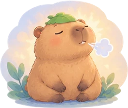 Illustration of Cappy taking a double inhale for the Physiological Sigh.