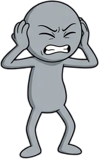 The character covering their ears and wincing.