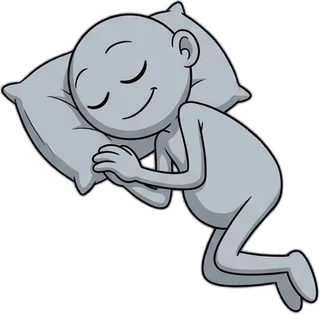 The Mindful Haven character sleeping peacefully on a pillow, smiling.